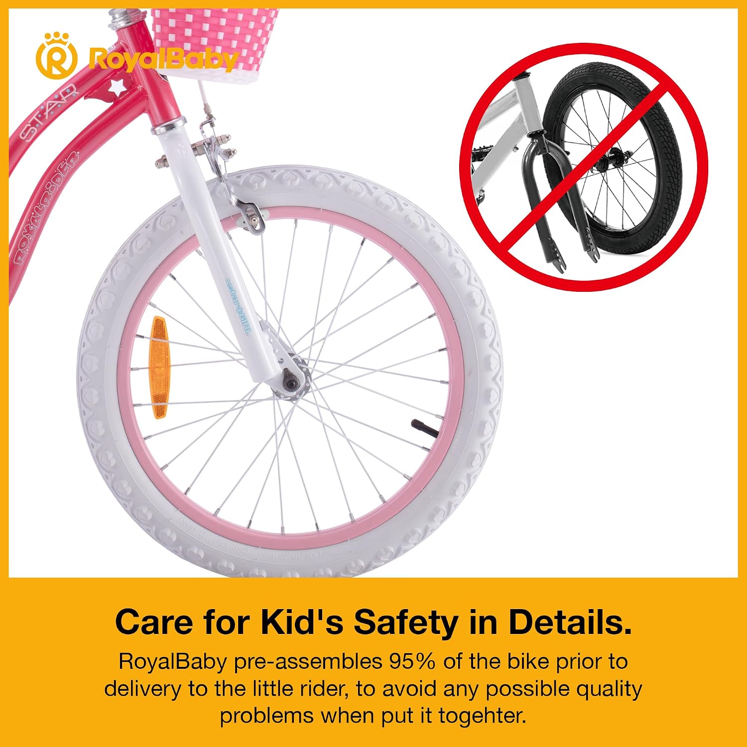 RoyalBaby Girls Bike with Training Wheels, Stargirl Kids Bicycle 14 Inch Toddlers to Big Kids 3-5 Years, Star Pink
