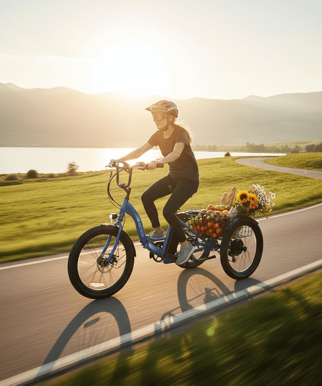 ANCHEER Electric Tricycle for Adults, Peak 600W Folding Electric Trike, 24' 499Wh Ebike for Seniors, 15.5MPH Electric Bike, Removable Battery, 3 Wheel, LCD, Rear Differential, Basket