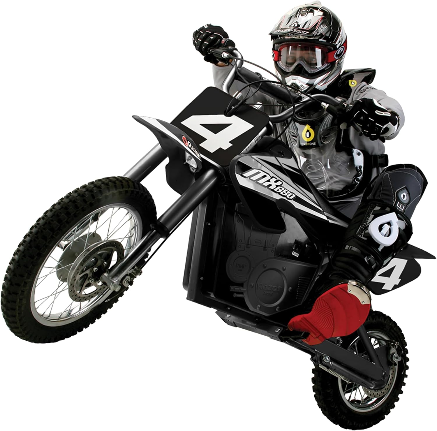 Razor MX650 Dirt Rocket Bike Electric Ride-On for Ages 16+, 220 lb Max Weight, Black – 36V Battery, Up to 17 Mph, 40-Min Run Time, Twist-Grip Throttle, 16' Front and 14' Rear Pneumatic Tires