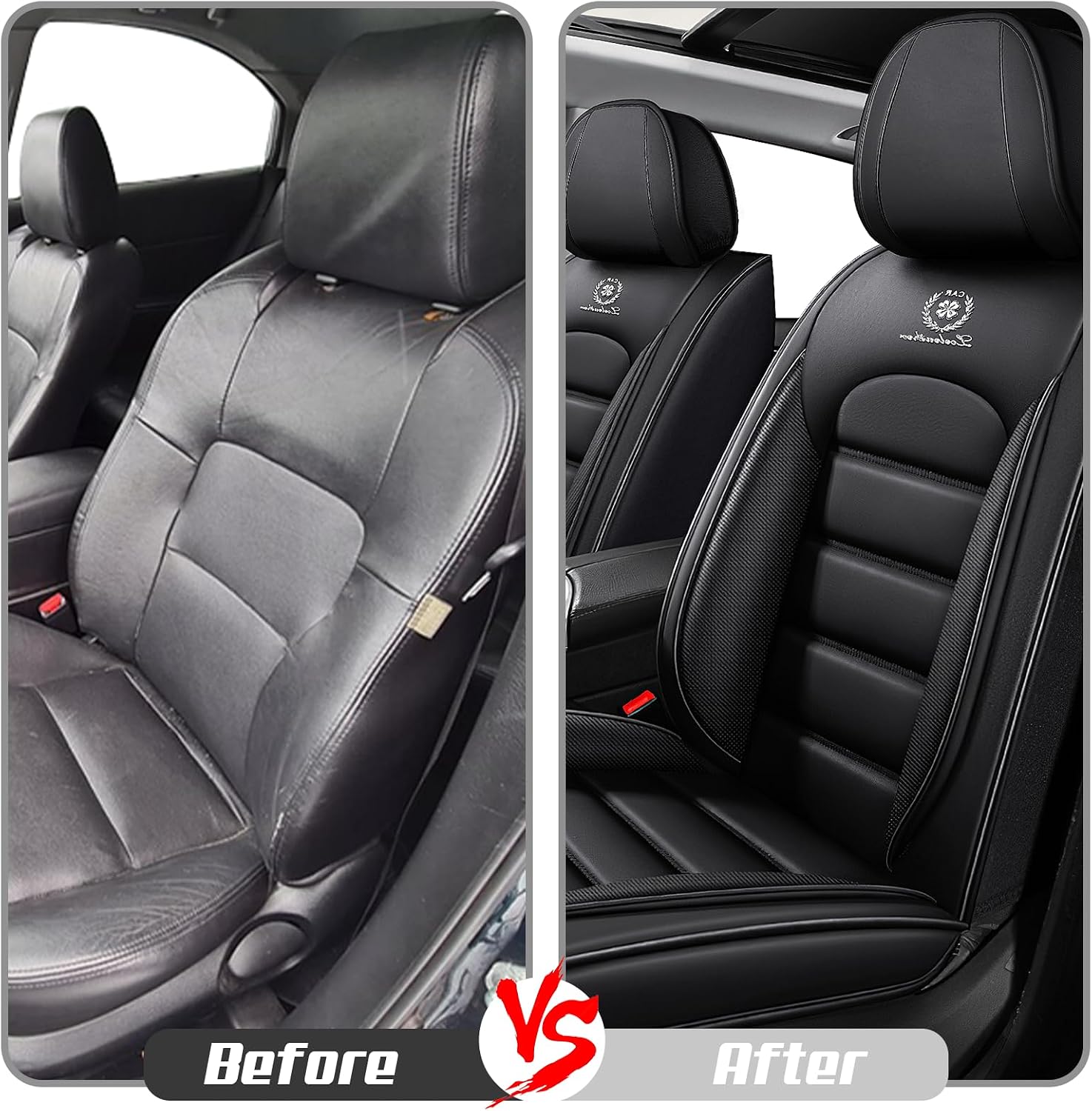 Car Seat Covers for Chevrolet Chevy Avalanche 2007-2013, Leather Auto Seat Cover Luxury Cushions Waterproof Seat Protectors (Black,Front Set)