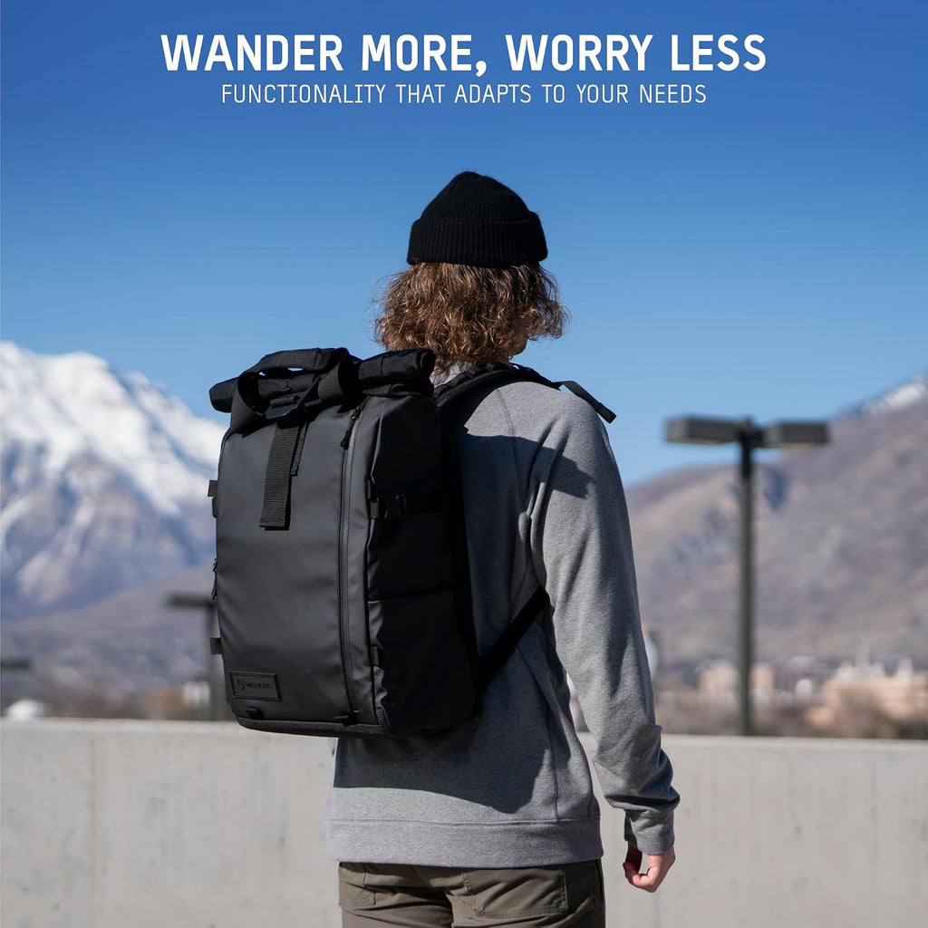 WANDRD PRVKE 41L Photography Bundle: Weather-Resistant Travel & Camera Backpack with Laptop Sleeve, Quick Side Access, Clamshell Opening – Ideal Photography & Travel Bag (Black)