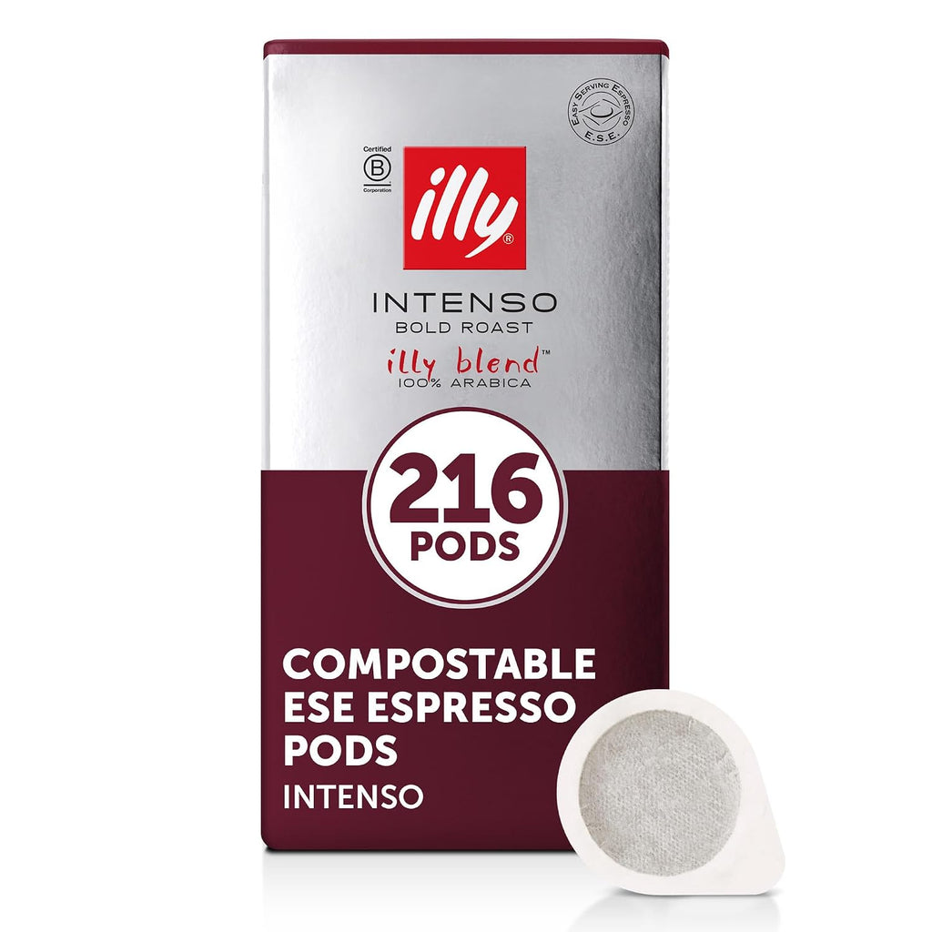 illy Coffee ESE Capsules, Intenso Dark Roast Coffee Pods, 100% Arabica, Premium Italian Blend, Single Serve 18 Count, 12 Pack