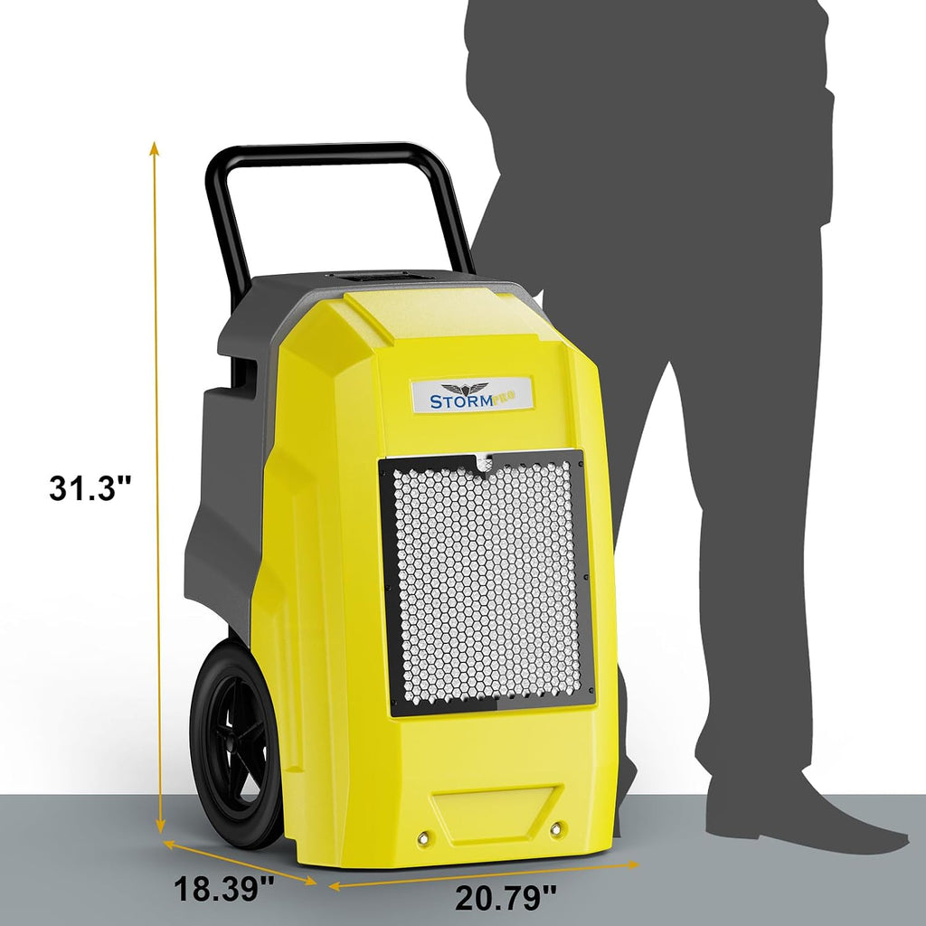 ALORAIR 180 Pints LGR Industrial Dehumidifier with Pump and Drain Hose, Portable Commercial Dehumidifier with Wheels for Home, Basements, Garages, and Job Sites, Yellow