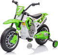 Electric Dirt Bike for Kids 12V Battery Powered Electric Motorcycle for Kids Ride On Toy Rechargeable Electric Motorbike with Training Wheels 2 Speeds Music Shock Absorber, Green