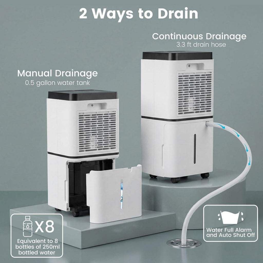 COSTWAY Dehumidifier for Large Room & Basements, 1500 Sq. Ft Portable 30 Pints Dehumidifier with 3 Color LED Light, 3 Modes, 2 Speeds, 12H Timer, Auto or Manual Drainage