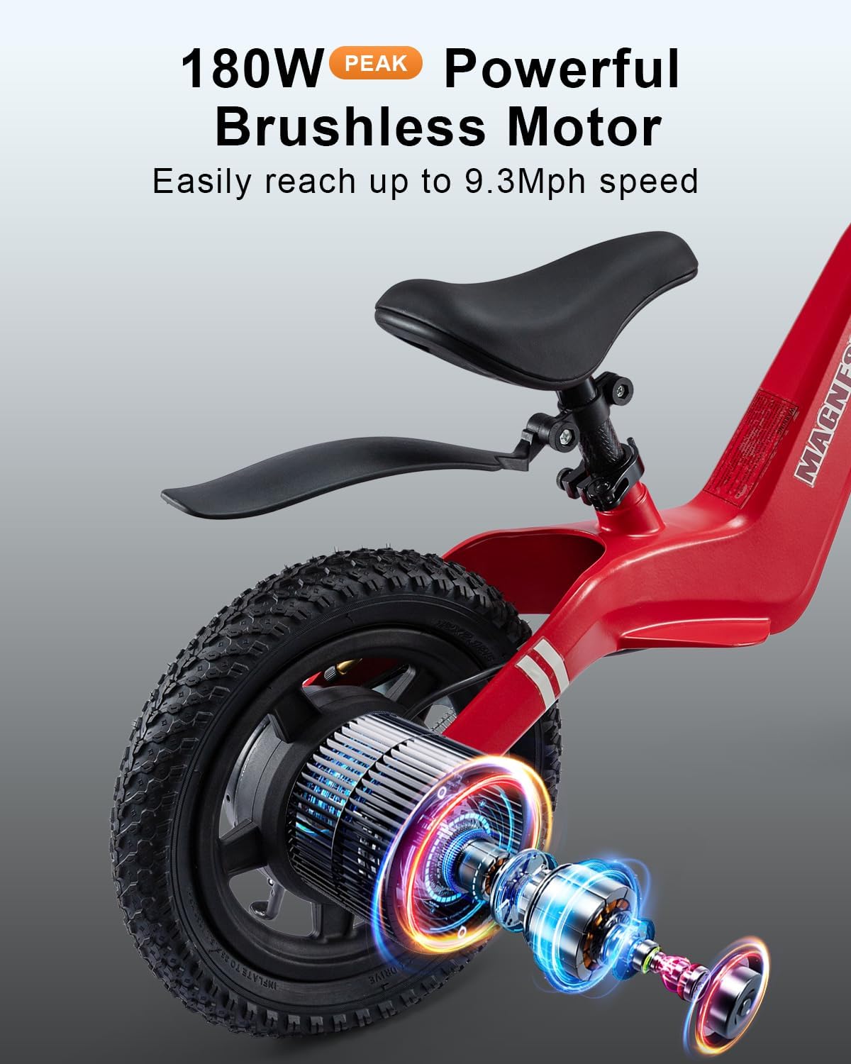 GROWNEER Electric Balance Bike for Kids, 12/14 Inch Tires, Ages 3-6, Lightweight Magnesium Alloy Frame, 3 Speed Settings(3.1/6.2/9.3 MPH), Light-up Front Tire & Adjustable Seat, Toddler Electric Bike