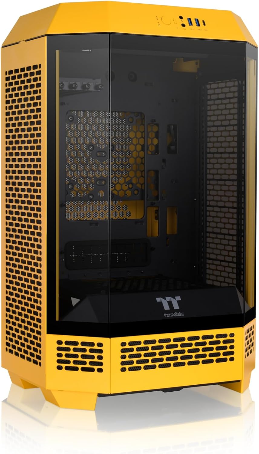 Thermaltake Tower 300 Bumblebee Micro-ATX Case; 2x140mm CT Fan Included; Support Up to 420mm Radiator; Optional Chassis Stand Kit Allows Horizontal Display; CA-1Y4-00S4WN-00; 3 Year Warranty