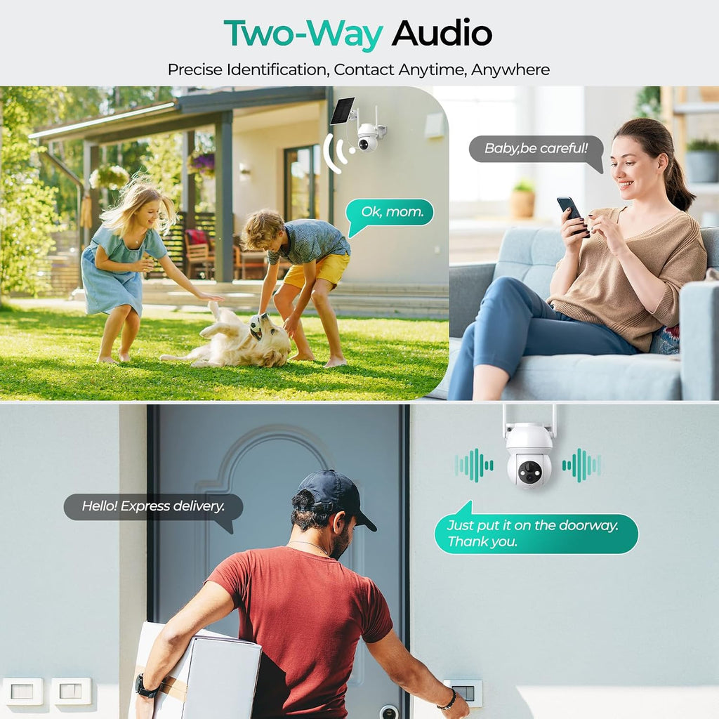 Solar Security Cameras Wireless Outdoor 2K 360° View Battery Powered Cameras for Home Security Camera System with Spotlight Color Night Vision WiFi Camera Outdoor Motion Sensor 2-Way Talk 1 Pack