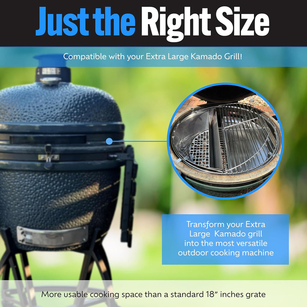 SnS Grills Slow 'N Sear® 5-Piece Cooking System - Patented Charcoal Basket with Removeable Water Reservoir, EasySpin Grate, Drip Pan for Low 'N Slow Smoking & Charcoal Grilling on Big Green Egg XL