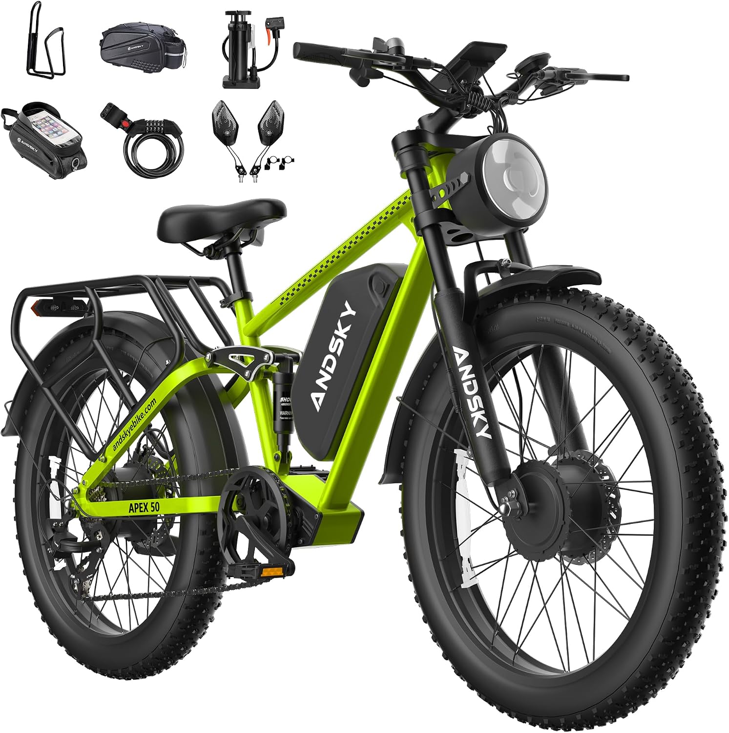 9000W Peak Dual Motor Electric Bike for Adults, 52V/48V 26' Fat Tire Full Suspension, 40-47MPH & 110 Miles, Hydraulic Brakes, UL2849