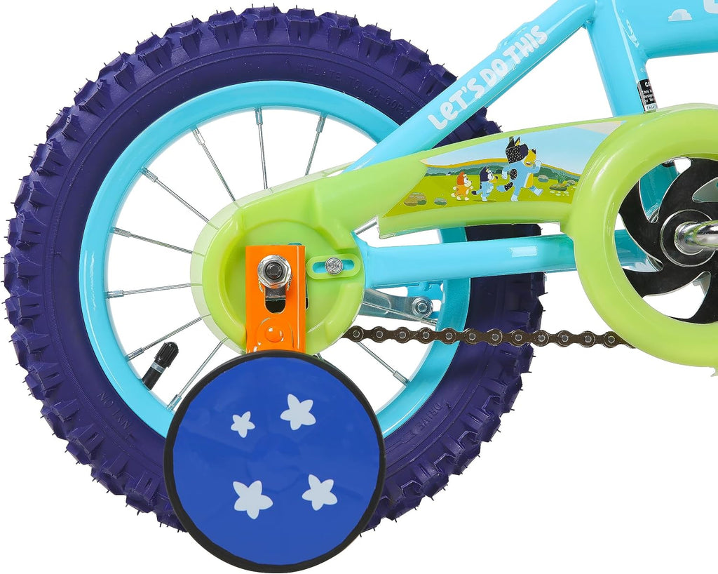 Bluey 12 Inch Kids Bike by Dynacraft for Boys and Girls with Training Wheels, Coaster Brake, Sturdy Frame, Easy Assembly, Fun Bluey Design, Beginner Toddler Bicycle