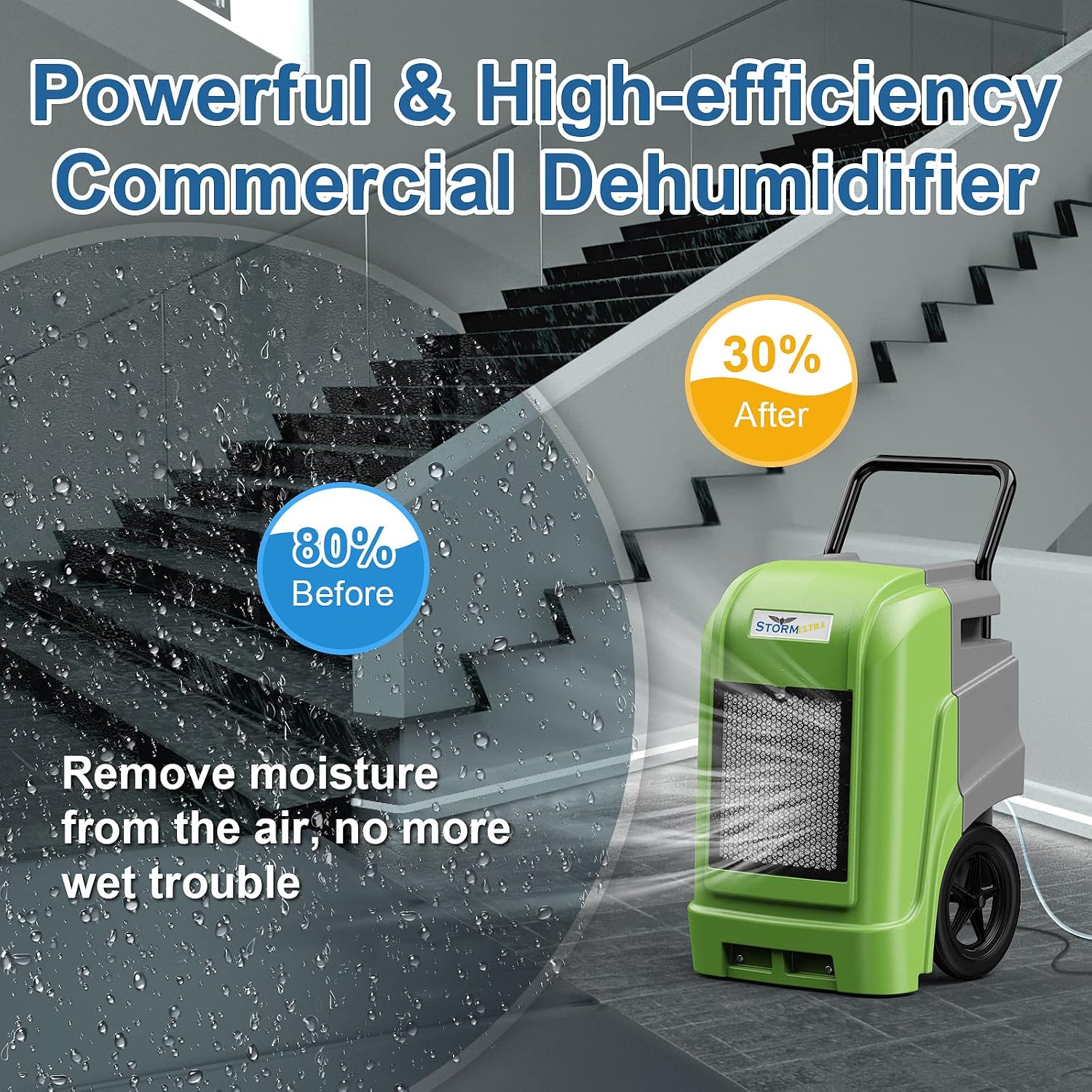ALORAIR Commercial Dehumidifier with Pump Drain Hose, 190 Pints Smart WiFi Industrial Dehumidifier Large Capacity for Basements, Garages, Mall & Job Sites, 5 Years Limited Warranty