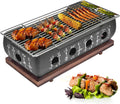 Japanese Style Charcoal BBQ Grill, Portable Rectangle Tabletop Barbecue Stove with Wire Grill Rack, Quick Heating Grill for Camping, Picnic, Patio and Home Use (XL)