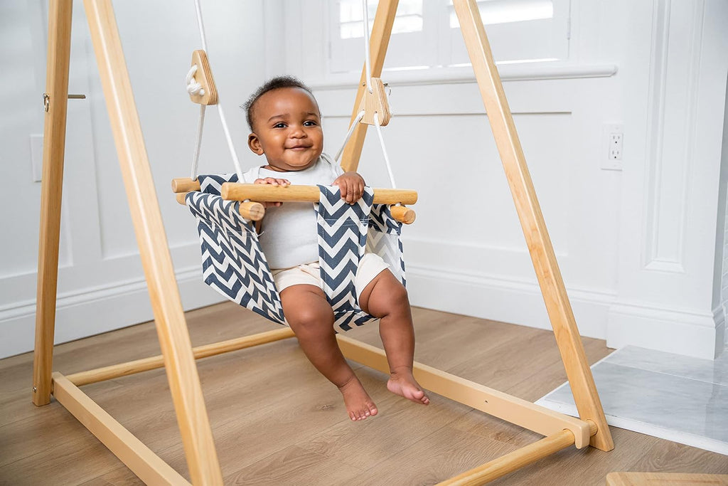 Avenlur Spruce Baby and Toddler Swing with Stand - Foldable Baby Swing - with Seat Belt and Padded Pillow - Free Standing Toddler Swing for Children 6 Months to 3 Years - Montessori and Waldorf Style