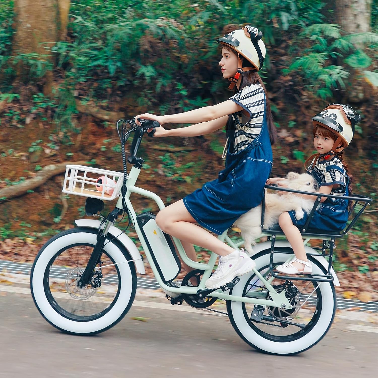 Electric Bike for Adults, 20'x 4' Fat Tire 35MPH Cargo Ebike with Seat, 1450W Peak 2 Seater Commute Bike with 48V 20AH Removable 960WH Battery, 80 Miles Max Range 7-Speed Step-Thru Electric Bicycle