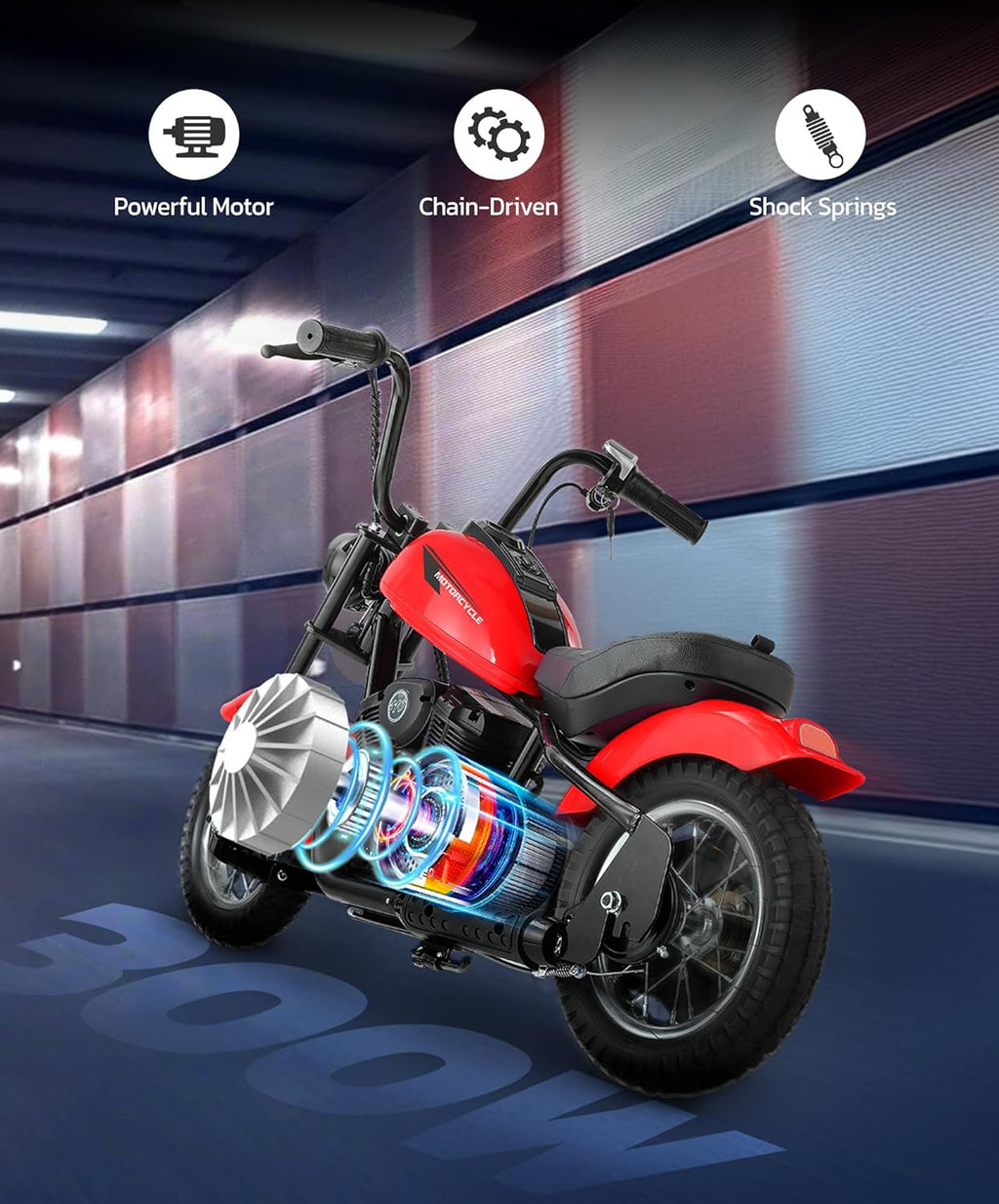 ELEMARA Electric Dirt Bike, 15 mph & 150lb Max, 24V Ride on Toy for Big Kids w/LED Lights & Power Display,Chain-Driven Motor,Twist-Grip Throttle, Shock Springs,Handbrake,12' Air-Filled Tires-Red