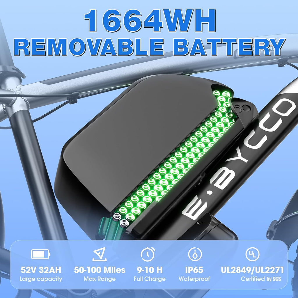 E·Bycco Peak 6000W Dual Motor Electric Bike for Adults, 47MPH 105 Miles Range, 52V 32AH Battery 24' x4.0 Fat Tire Hydraulic Disc Brakes Fast Off-Road E-Bicycle