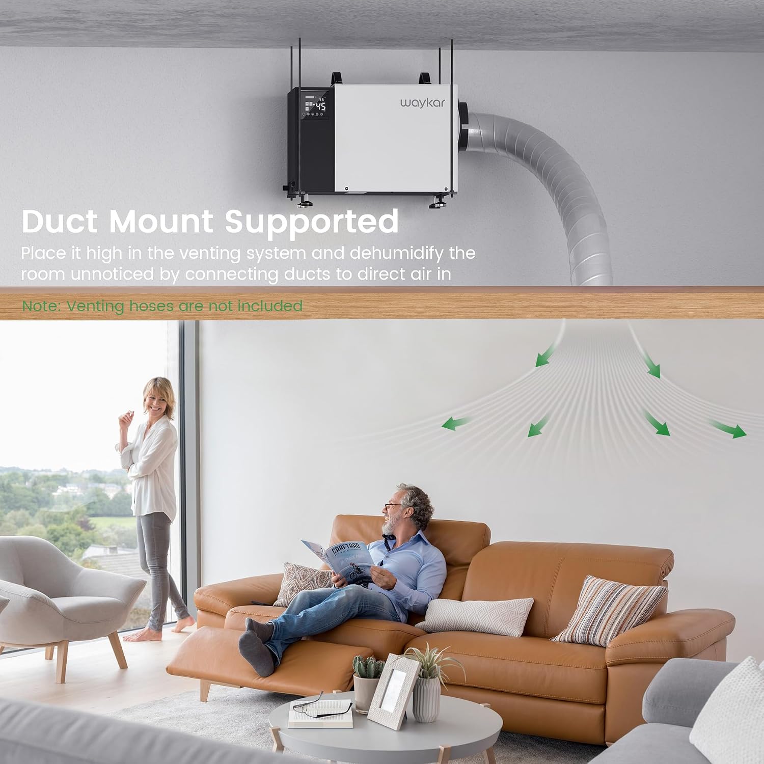 Waykar 125 Pint Crawl Space Dehumidifier with Pump & Drain Hose for Basements, Commercial & Water Damage Spaces up to 6500 Sq. Ft., Compact, Strong Dehumidification, 5-Year Quality Coverage