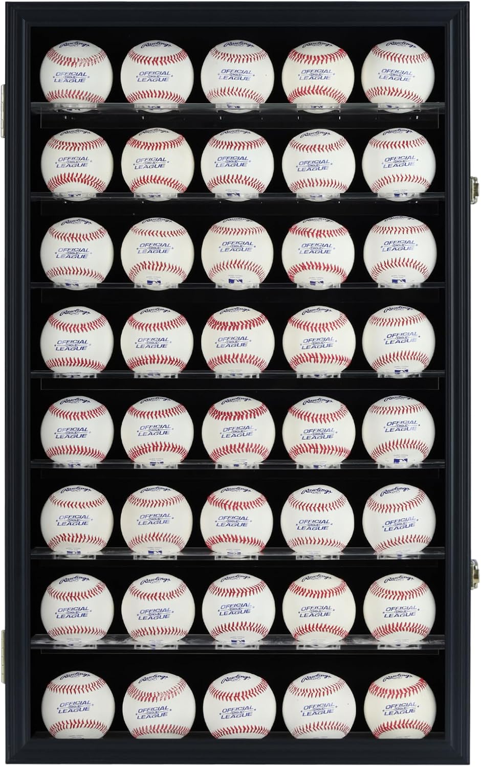 40 Hockey Puck Display Case Cabinet Holder Rack Baseball Display Case Baseball Cubes Showcase Cabinet with UV Protection Door Lockable, Black Finish Frame