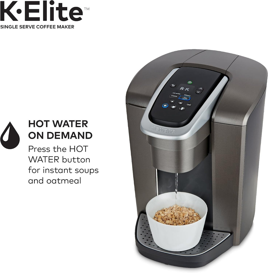 Keurig K-Elite Brushed Slate Single Serve Coffee Maker Milk Frother for Hot and Cold Milk Foam