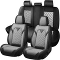 Car Seat Covers for Cadillac Escalade 2002-2026, Waterproof Nappa Leather Full Set Seat Cover, Anti-Slip and Comfortable Automotive Seat Protector&Accessories(Black Gray)