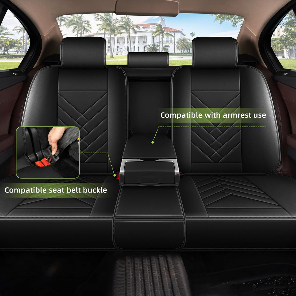 AOMSAZTO Car Seat Covers Full Set Fit for Nissan Rogue 2010-2025 2026 Waterproof Faux Leather Car Seat Cushions Automotive 5 Seat Covers Set（Black）