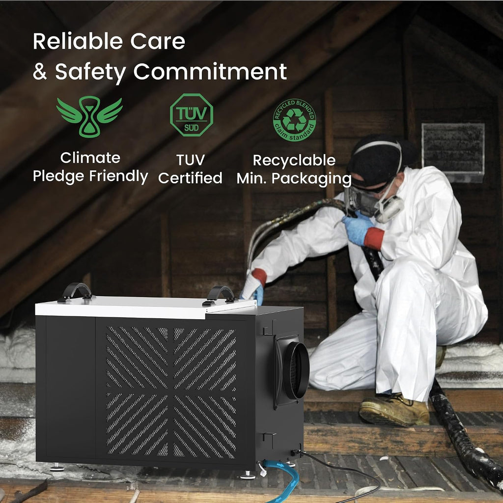Waykar 216 Pint Crawl Space Dehumidifier with Pump & Drain Hose for Basements, Commercial & Water Damage Spaces up to 8000 Sq. Ft., Compact, Strong Dehumidification, 5-Year Quality Coverage