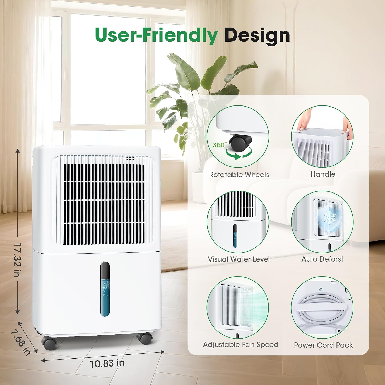 Dehumidifiers for Home with Drain Hose,55 OZ Water Tank, 2500 Sq.Ft 35 Pints Dehumidifiers for Basement, Bathroom, Bedroom, Three Modes, Smart Humidity Control, Dry Clothes, 24H Timer, White