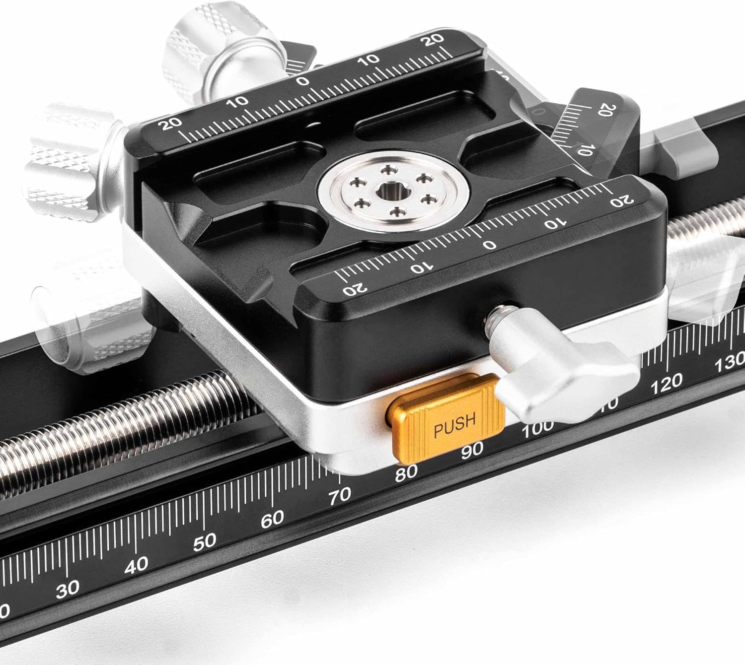NiSi - NM-200S Macro Focusing Rail, Precision Focus Slider for Macro Photography , Universal Tripod Mounting, 360-Degree Rotating Clamp with Quick-Release Plate, Detachable Feet, Arca-Swiss Compatible