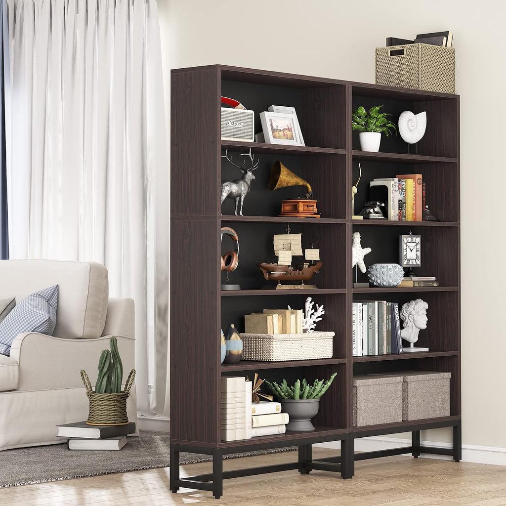 Tribesigns Tall Bookcase and Bookshelf, 70.8' Large Bookcases Organizer with 5-Tier Storage Shelves, Heavy Duty Free-Standing Library Bookshelf Shelving Unit for Living Room, Bedroom (Sandalwood)