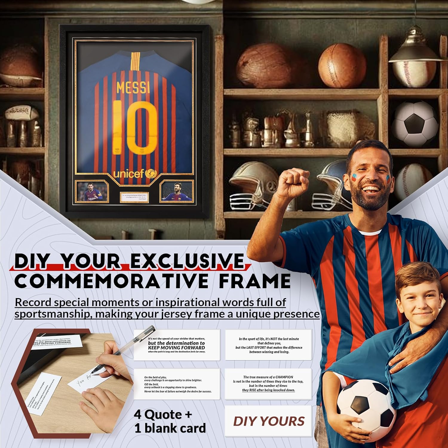 JupDec Jersey Frame Display Case 3 Pack, Large Clear Acrylic Shadow Box with UV Protection for Basketball Baseball Football Soccer Hockey Shirt, Wall Mount Wooden Showcase, Idea Gift for Sports Fans