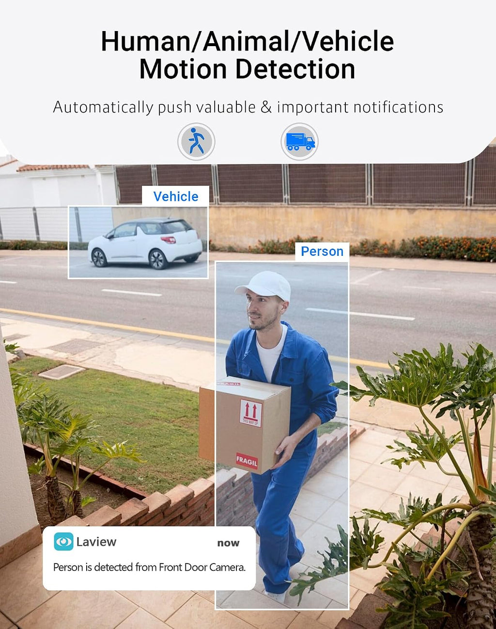 LaView 4K Outdoor Security Cameras,8MP HD Cameras for Home Security with AI Human Detection,IP65 Waterproof,2-Way Talk,Clear Night Vision,2.4G WiFi,SD Card Slot&US Cloud Storage,Work with Alexa(4pcs)