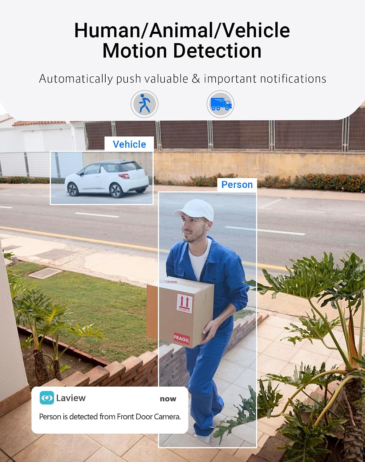 LaView 4K Outdoor Security Cameras,8MP HD Cameras for Home Security with AI Human Detection,IP65 Waterproof,2-Way Talk,Clear Night Vision,2.4G WiFi,SD Card Slot&US Cloud Storage,Work with Alexa(4pcs)