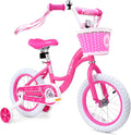 bicystar Girls Bike for Toddlers Ages 2-5 Years, 12 14 16 Inch Princess Kids Bike with Training Wheels, Sparkling Frame, Basket, Streamers, Pink Pedal Bicycle, Birthday Gift