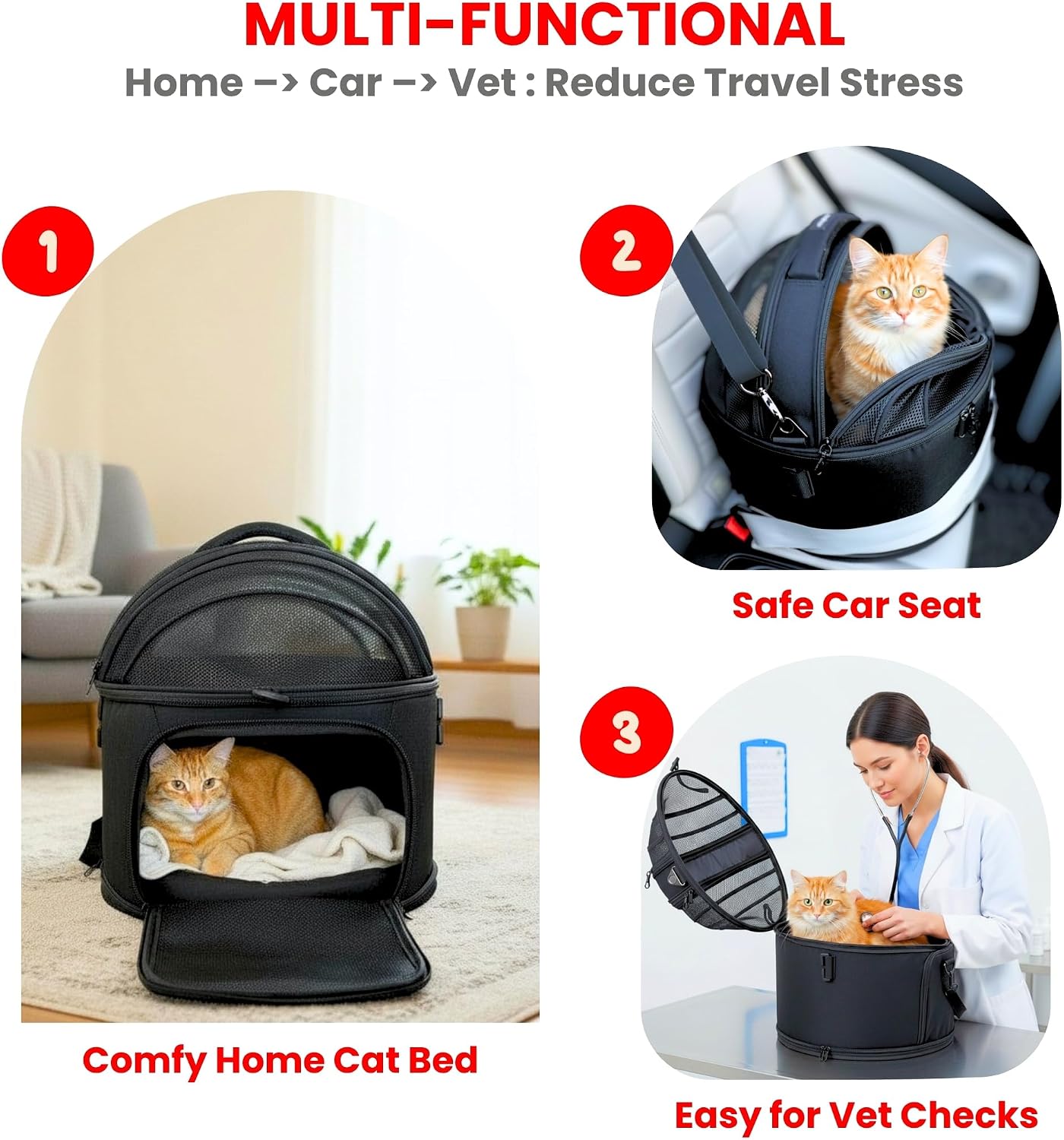 Crash-Tested Portable Small Dog Car Seat & Cat Carrier – CPS Certified for Crash Protection & Safe Pet Travel.