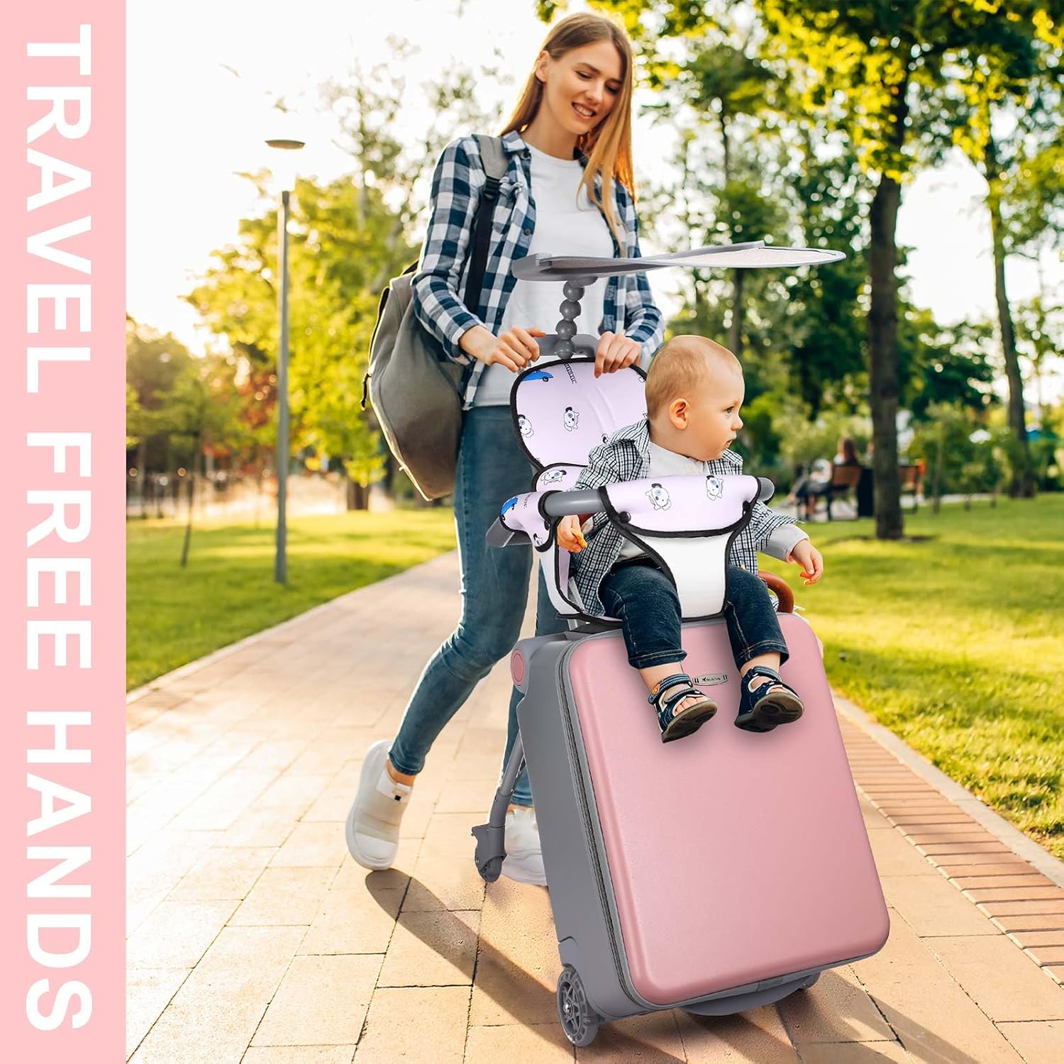 Carry on Luggage with Seat for Kids Expandable Ride on Suitcase with Spinner Wheels and Locks for Travel(Pink)