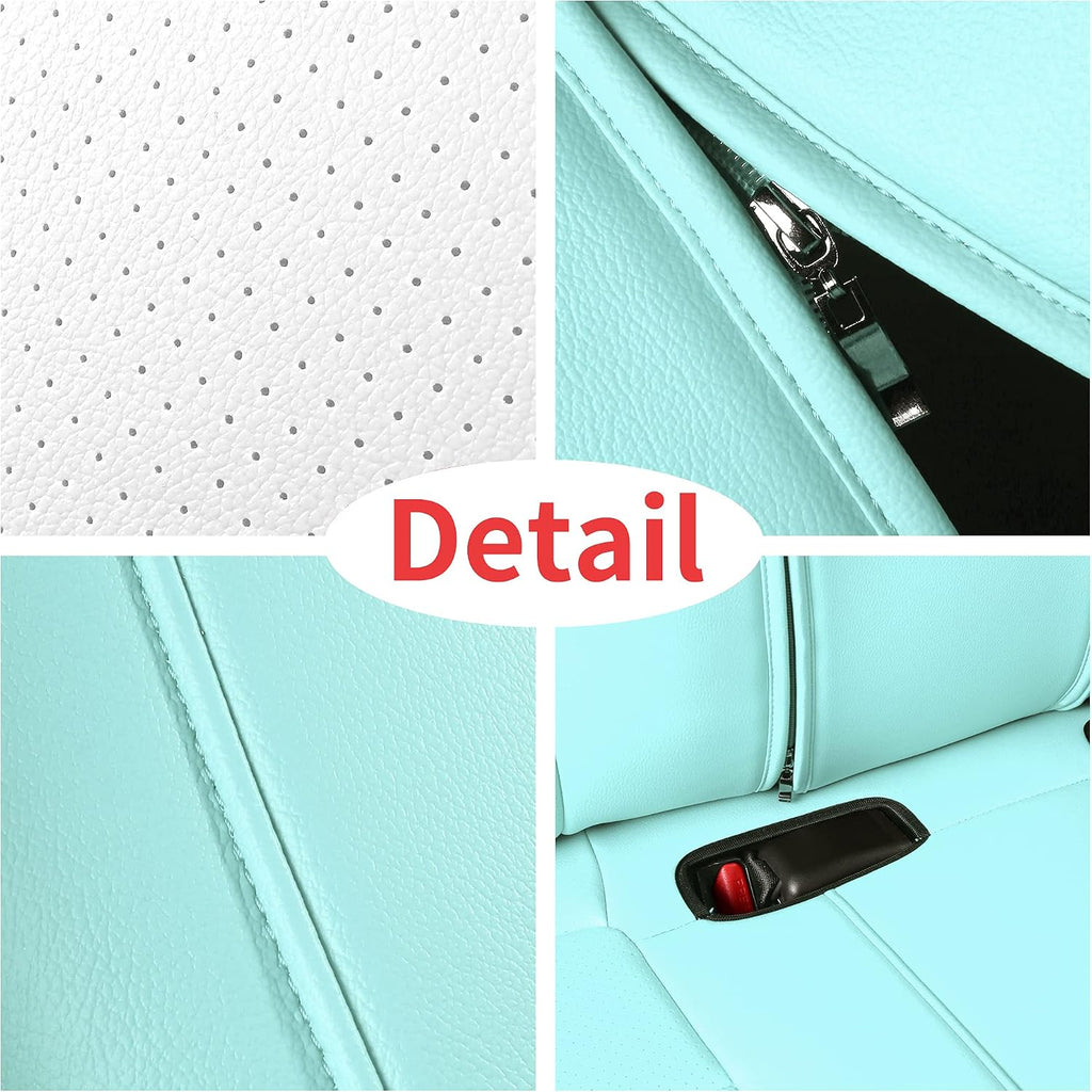 Seat Cover Custom Fit for Tesla Model 3 Synthetic Leather Car Seat Cushion Protector for 2017 2018 2019 2020 2021 2022 2023 Customized (Lichi Eggshell Blue Model 3)