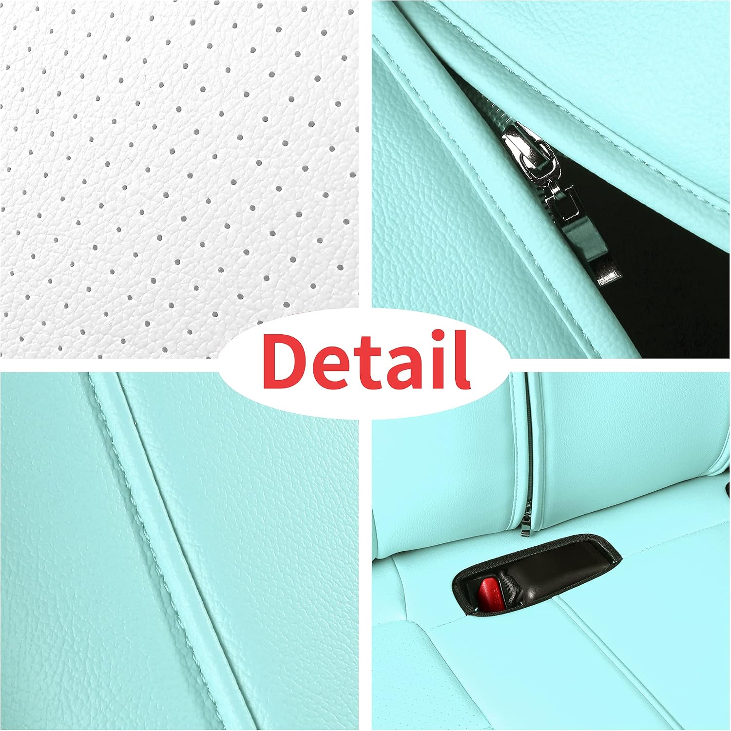 Seat Cover Custom Fit for Tesla Model 3 Synthetic Leather Car Seat Cushion Protector for 2017 2018 2019 2020 2021 2022 2023 Customized (Lichi Eggshell Blue Model 3)