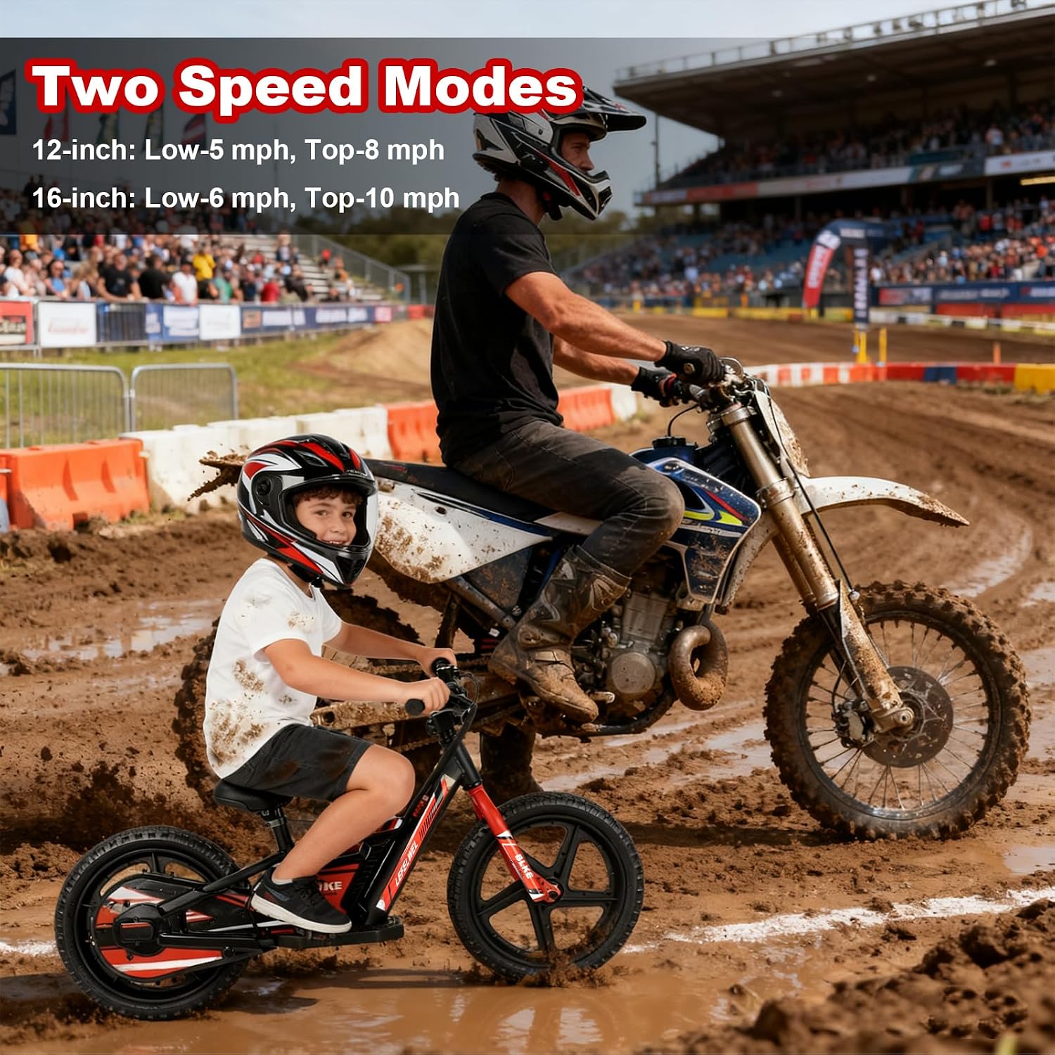 LEFELWEL Electric Balance Bike for Kids Ages 3-5/4-8, Adjustable Speed and Long Range, Lightweight and Durable, Safety Handbrake, Electric Dirt Bike Ebike for Kids