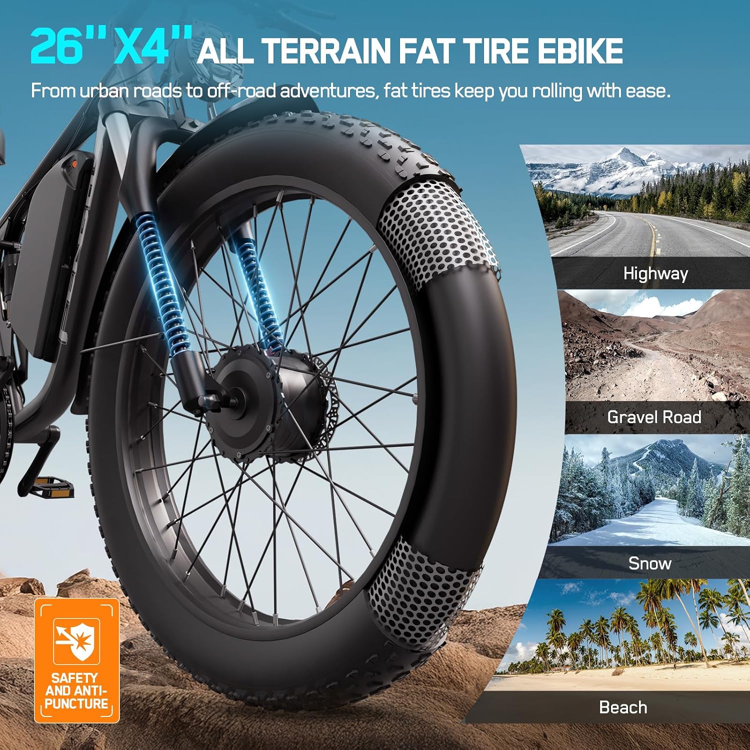 5000W Electric Bike for Adults, 45MPH Dual Motor Ebike 52V 23AH 1196WH E Bike 100 Miles Long Range Bicycle Full Suspension 26' Fat Tire Off Road for Men Dual Hydraulic Disc Brake Ebike