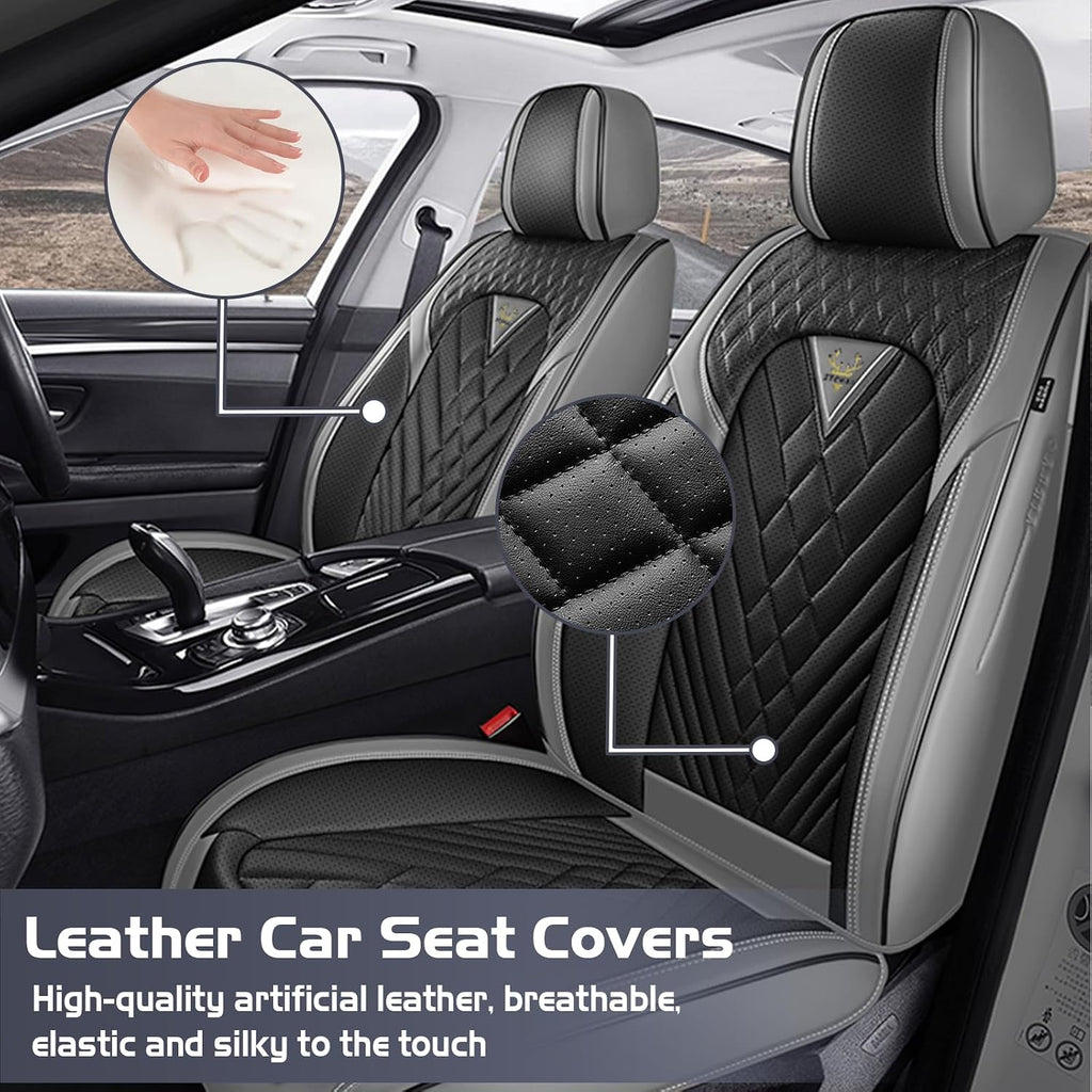 Car Seat Covers for Honda Odyssey 2000-2026, Waterproof Nappa Leather Full Set Seat Cover, Anti-Slip and Comfortable Automotive Seat Protector&Accessories(Gray Black)