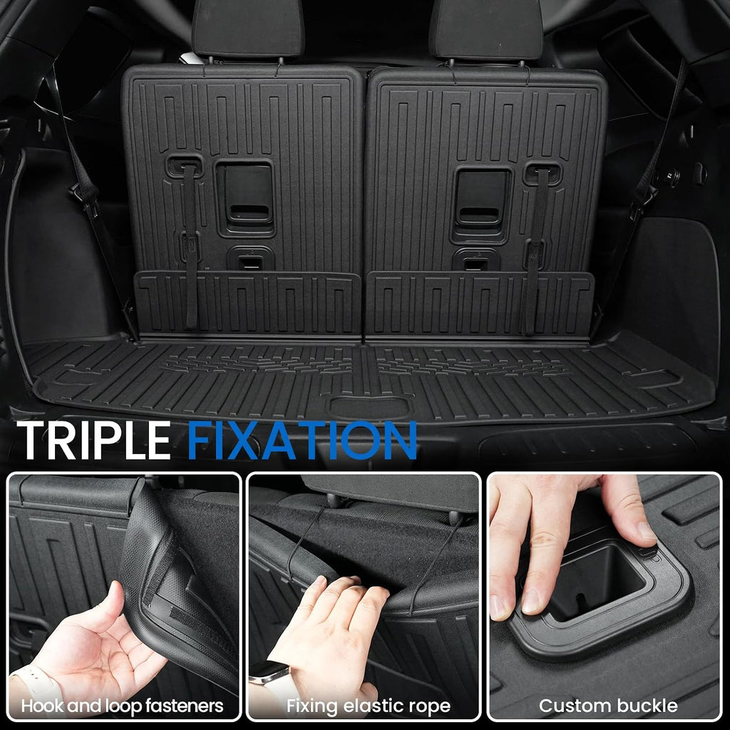 Floor Mats Set for 2016-2026 Dodge Durango (Only for 7 Seats with Bench Seats), All Weather TPE Backrest Mat Trunk Mat Cargo Liner Door Sill Guards Accessories (7 Seats Floor Mats Set)