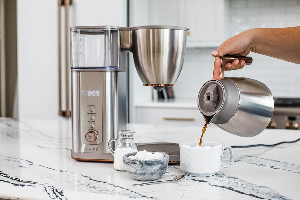 Café Specialty Drip Coffee Maker | 10-Cup Insulated Thermal Carafe | WiFi Enabled Voice-to-Brew Technology | Barista-Quality Brew | Stainless Steel (Renewed)