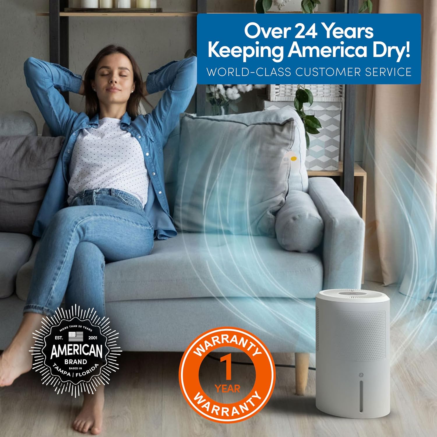 Eva-Dry EDV-2400 Compact and Powerful Dehumidifier | Eliminate Moisture | Energy Efficient | Quiet | Portable | Includes 3-Foot Drain Hose | Ideal for Home, Office, and RV