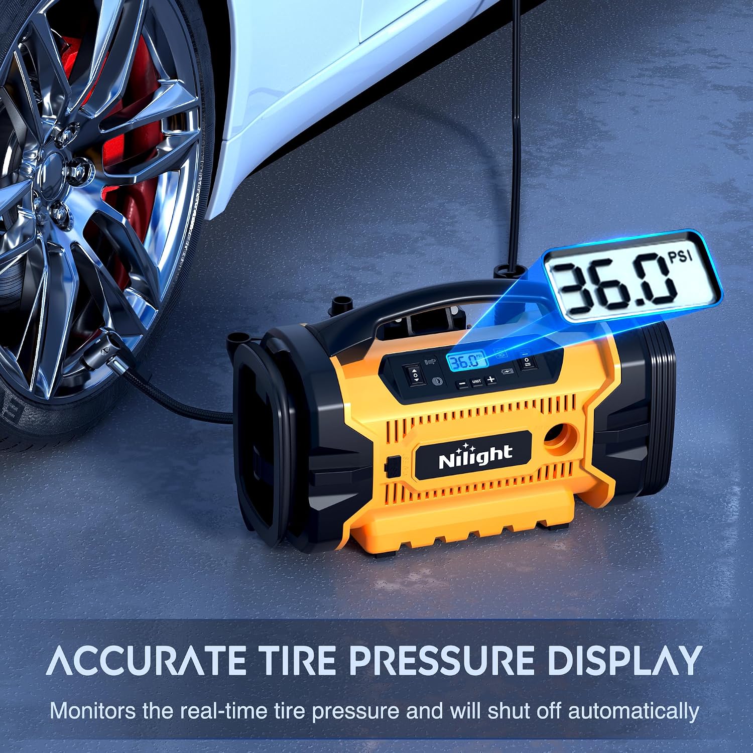 Nilight Portable Air Compressor Tire Inflator 3 Power Sources Pump 160PSI Dual Powerful Motors Fast Inflate Auto Shutoff for Cars & Inflatables Inflation/Deflation