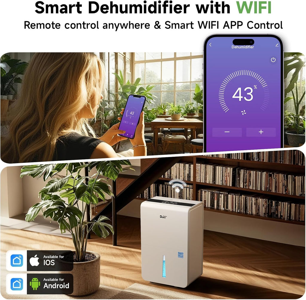 DuraComfort Dehumidifier for Basement Home with Pump,4500 Sq.ft 50 Pints With WiFi