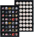 40 Hockey Puck Display Case Cabinet Holder Rack Baseball Display Case Baseball Cubes Showcase Cabinet with UV Protection Door Lockable, Black Finish Frame