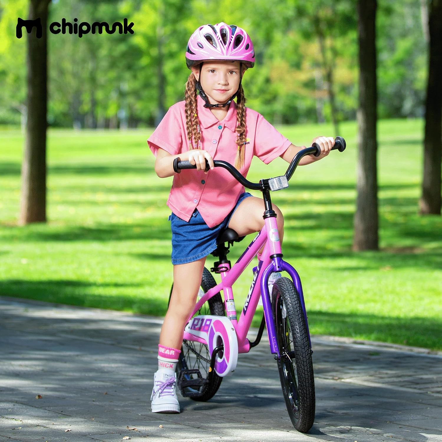 Chipmunk Kids Bike 12 14 16 18 Inch Bicycle with Training Wheels Beginners Boys Girls Ages 3-10 Years Multiple Colors
