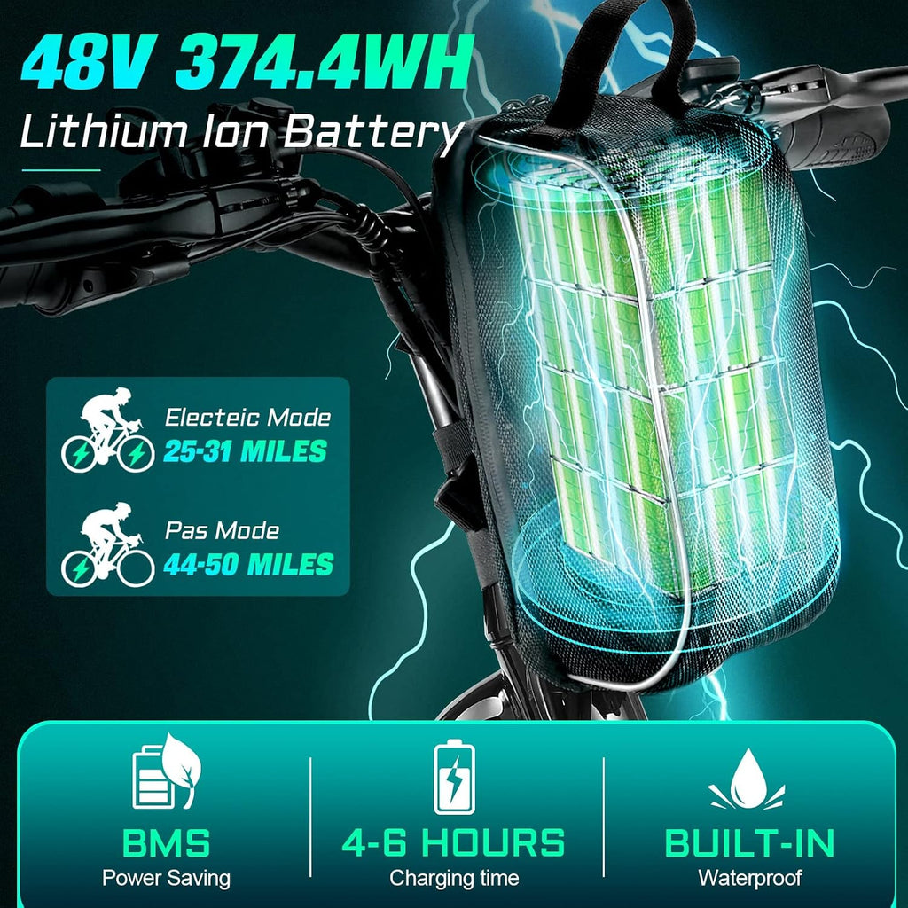 Vivi MT26GUL Electric Bike 26' Step Through Electric Bicycle with Removable 48V 374.4Wh Battery, 750W Peak Motor, 20Mph Top Speed, Up to 50 Miles, Cruise Control, 7 Speed, SGS Certified to UL2849