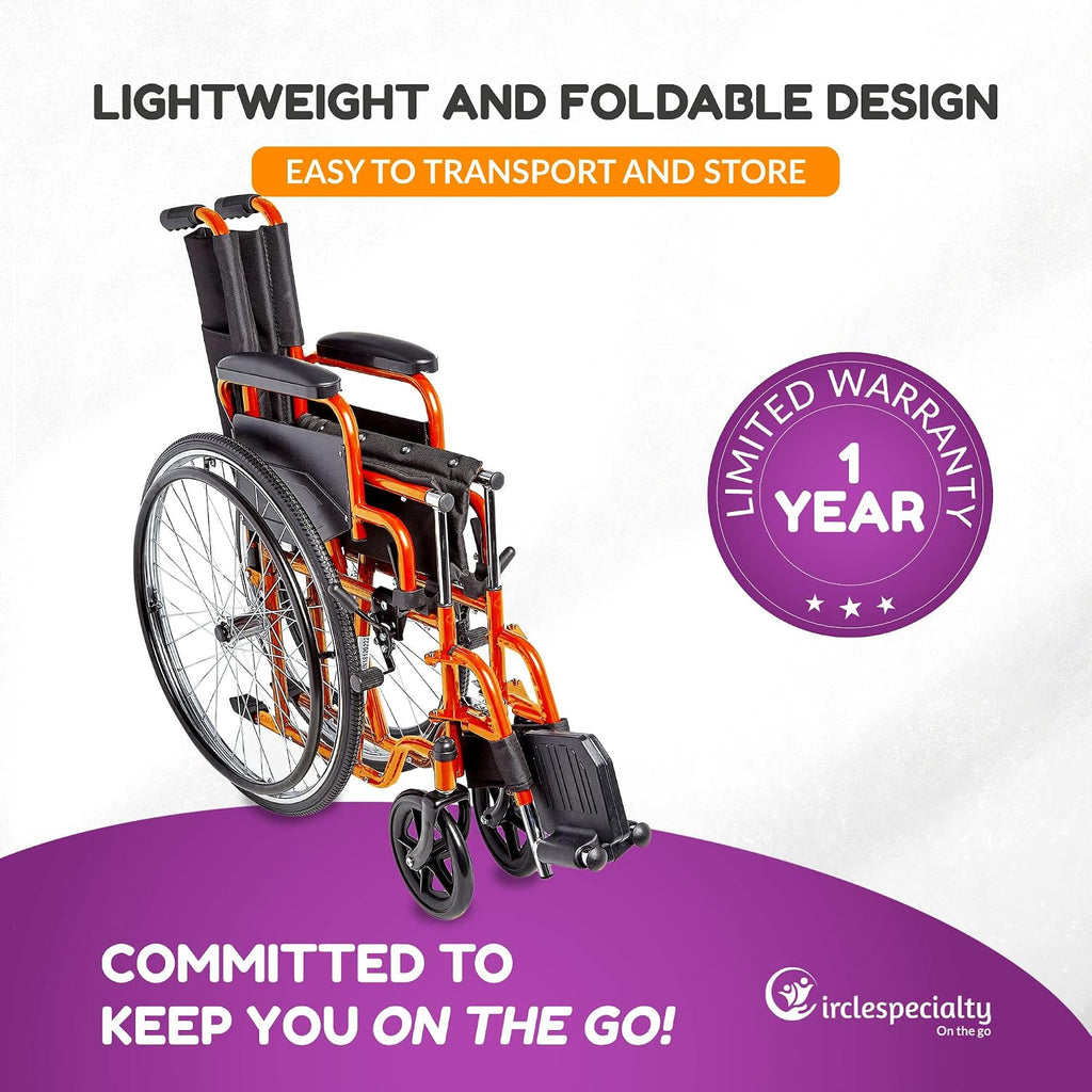 Ziggo 12' Seat Width Pediatric Wheelchair for Kids & Children, Lightweight, Manual Folding Wheelchair w/Safety Belt, Swing-Away Foot Support w/Straps, Desk Length Arm Rests